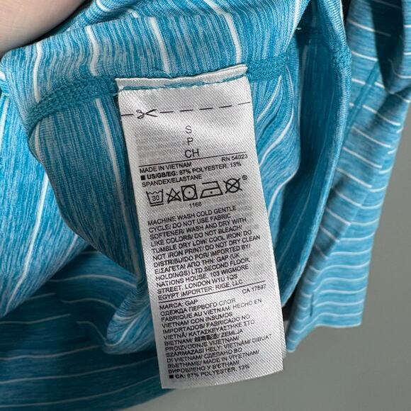 GapFit Women's Blue Striped Tunnel Neck Activewear Top - Size Small - Thumbholes - Picture 5 of 7